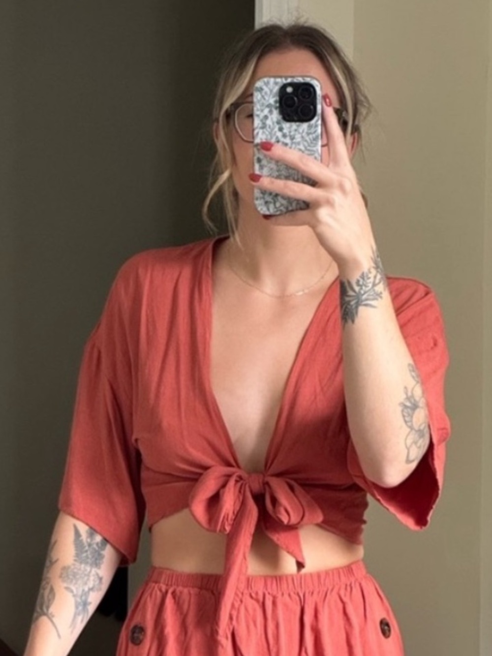 Toluca Swim Maria Tie-Front Linen Cover Up Top Medium Clay - Picture 5 of 15
